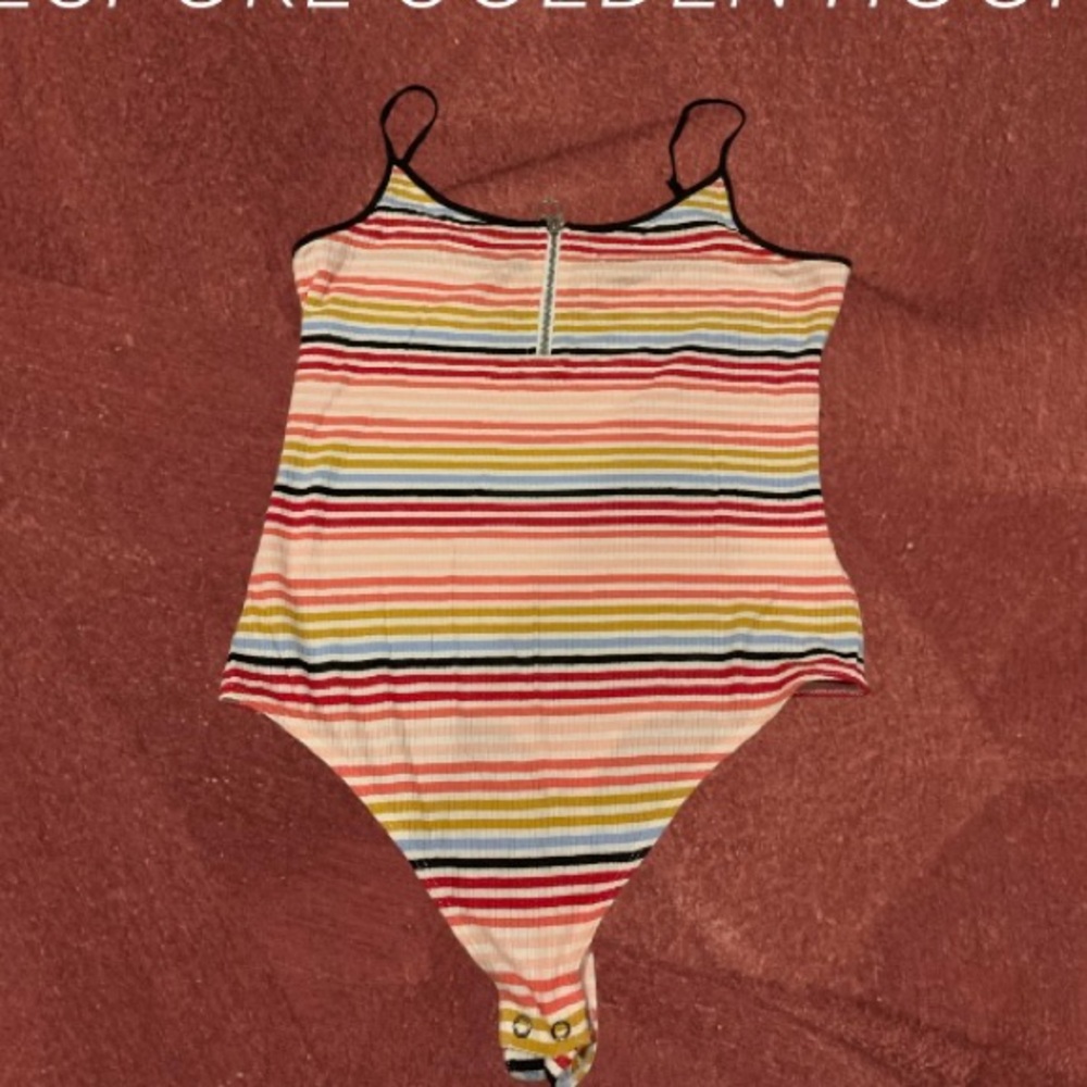 Express Multicolor Striped Ribbed Bodysuit - Picture 5 of 9
